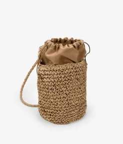 Bosanova Sacs À Bandoulière | Sacs Raphia Et Crochet | Sac seau en raphia camel