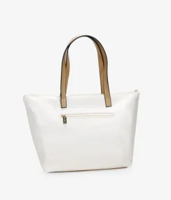 Bosanova Sacs Shopper | Sacs Porté Épaule | Sac shopping beige avec broderie florale et fermeture éclair