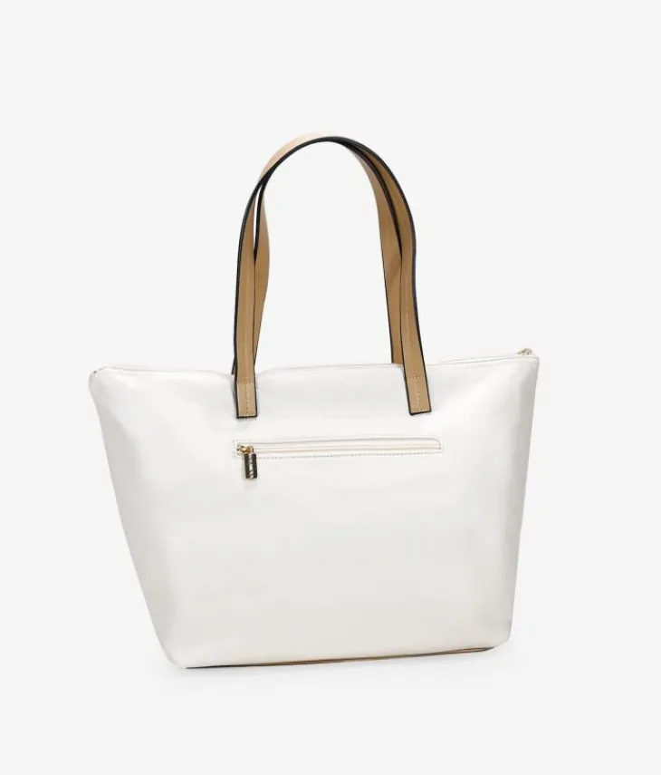 Bosanova Sacs Shopper | Sacs Porté Épaule | Sac shopping beige avec broderie florale et fermeture éclair