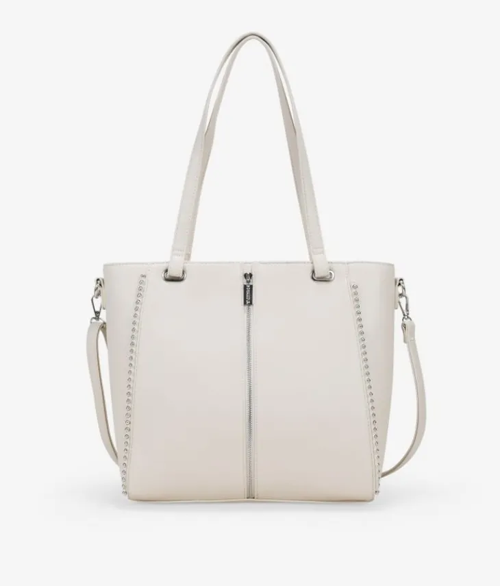 Bosanova Sacs Shopper | Sacs Porté Épaule | Sac shopping beige pour ordinateur portable avec clous