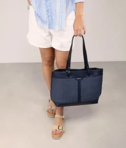 Bosanova Sacs Shopper | Sacs Porté Épaule | Sac shopping bleu à trois compartiments