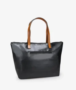 Bosanova Sacs Shopper | Sacs Porté Épaule | Sac shopping noir avec broderie florale et fermeture éclair