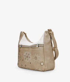 Bosanova Sacs À Bandoulière | Sac taupe avec broderie et fermeture éclair