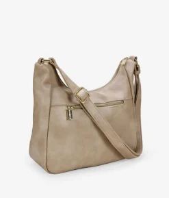 Bosanova Sacs À Bandoulière | Sac taupe avec broderie et fermeture éclair