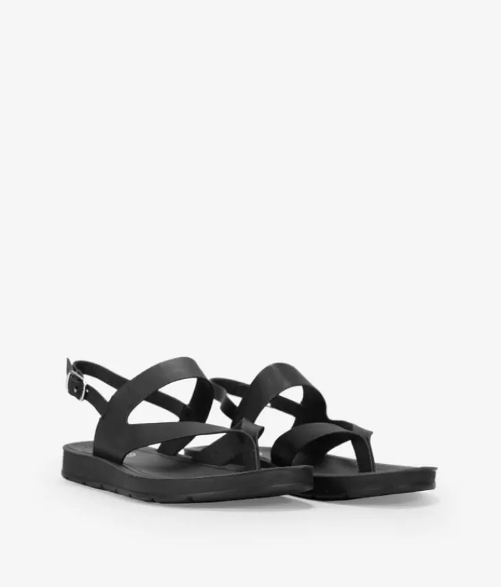 Bosanova Sandales Plates | Sandales à bout noir avec boucle