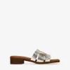 Bosanova Sandales Plates | Chaussures En Cuir | Sandales à bride arrière en cuir doré à petit talon
