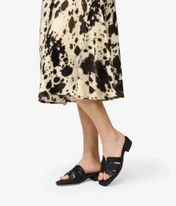 Bosanova Sandales Plates | Chaussures En Cuir | Sandales à bride arrière en cuir noir à petit talon