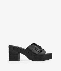 Bosanova Sandales Spartiates | Sandales À Talons | Sandales à bride arrière en cuir noir à talon effet sparte