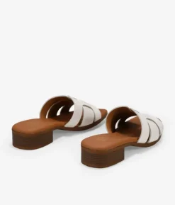 Bosanova Sandales Plates | Chaussures En Cuir | Sandales à bride arrière en cuir blanc à petit talon