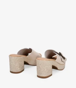 Bosanova Sandales Spartiates | Sandales À Talons | Sandales à bride arrière en cuir beige à talon effet sparte