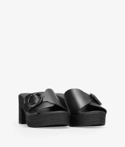 Bosanova Sandales Spartiates | Sandales À Talons | Sandales à bride arrière en cuir noir à talon effet sparte