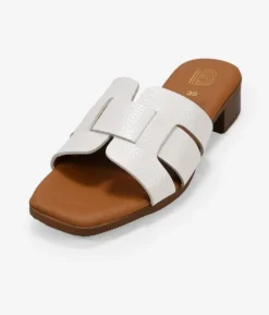 Bosanova Sandales Plates | Chaussures En Cuir | Sandales à bride arrière en cuir blanc à petit talon
