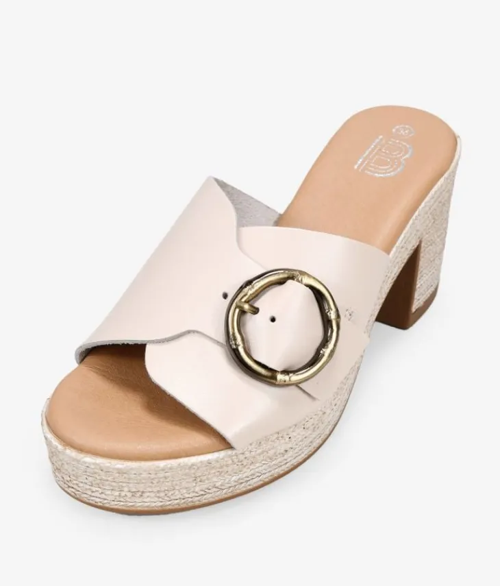 Bosanova Sandales Spartiates | Sandales À Talons | Sandales à bride arrière en cuir beige à talon effet sparte