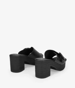 Bosanova Sandales Spartiates | Sandales À Talons | Sandales à bride arrière en cuir noir à talon effet sparte