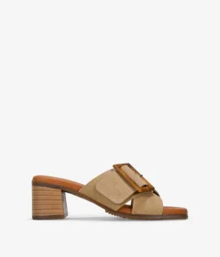 Bosanova Sandales À Talons | Chaussures En Cuir | Sandales à bride arrière Sand en cuir avec talon et boucle