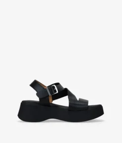 Bosanova Sandales Plateformes | Chaussures En Cuir | Sandales à plateforme en cuir noir