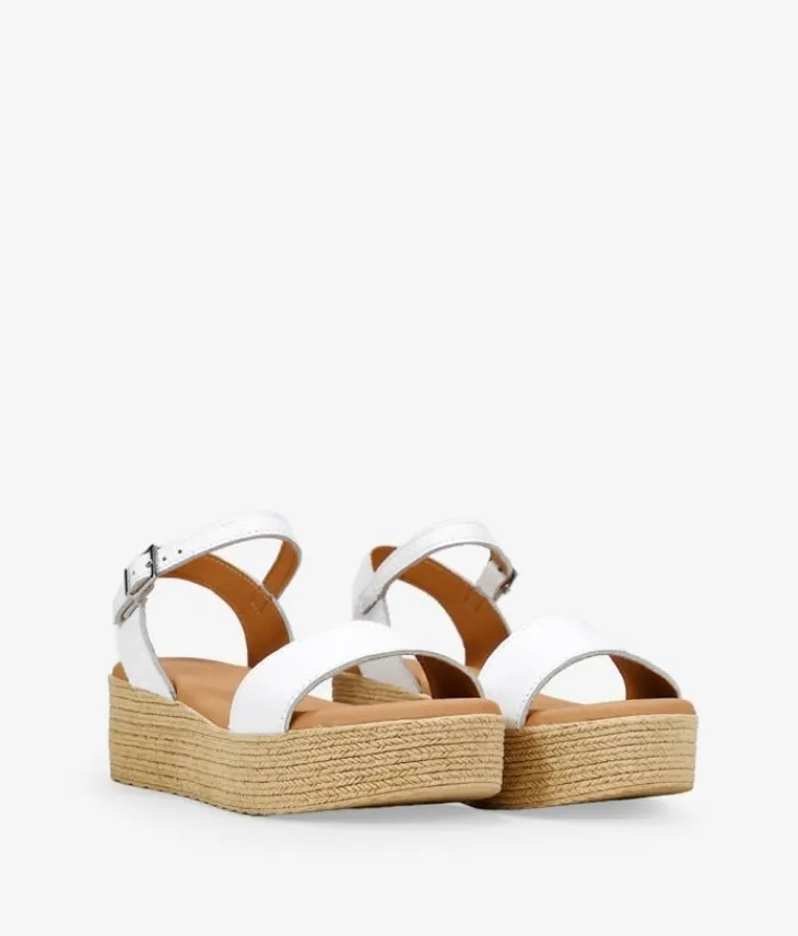 Bosanova Sandales Plateformes | Chaussures En Cuir | Sandales à plateforme en cuir blanc