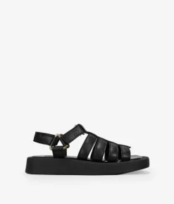 Bosanova Sandales Plateformes | Chaussures En Cuir | Sandales à plateforme en cuir noir