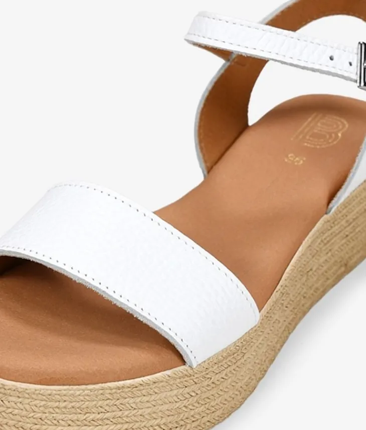 Bosanova Sandales Plateformes | Chaussures En Cuir | Sandales à plateforme en cuir blanc