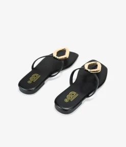 Bosanova Sandales Plates | Sandales à plateforme noires avec maille tressée