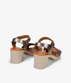 Bosanova Sandales À Talons | Chaussures En Cuir | Sandales à talon en cuir tressé métallisé