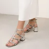 Bosanova Sandales À Talons | Chaussures De Fête | Sandales à talons argentées avec brides et boucle
