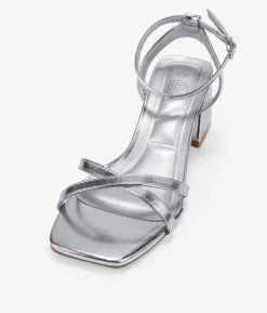 Bosanova Sandales À Talons | Chaussures De Fête | Sandales à talons argentées avec boucle
