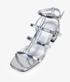 Bosanova Sandales À Talons | Chaussures De Fête | Sandales à talons argentées avec brides et boucle