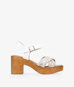 Bosanova Sandales À Talons | Sandales à talons blanches avec raphia