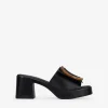 Bosanova Sandales À Talons | Sandales à talons en cuir noir avec boucle marbrée