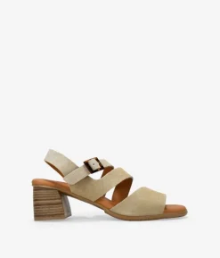 Bosanova Sandales À Talons | Chaussures En Cuir | Sandales à talons en cuir taupe avec boucle