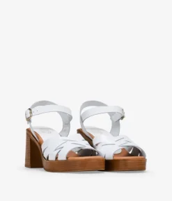 Bosanova Sandales À Talons | Chaussures En Cuir | Sandales à talons en cuir blanc avec boucle