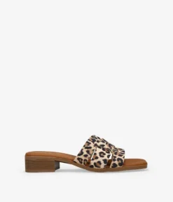 Bosanova Sandales Plates | Sandales À Talons | Sandales à talons en cuir imprimé léopard