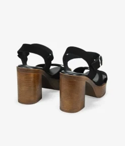 Bosanova Sandales À Talons | Chaussures En Cuir | Sandales à talons en cuir noir avec fermeture à boucle