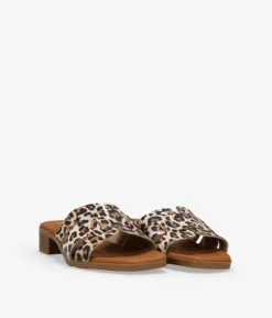 Bosanova Sandales Plates | Sandales À Talons | Sandales à talons en cuir imprimé léopard