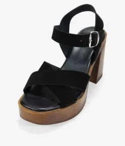 Bosanova Sandales À Talons | Chaussures En Cuir | Sandales à talons en cuir noir avec fermeture à boucle