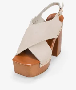Bosanova Sandales À Talons | Sandales Plateformes | Sandales à talons en cuir beige