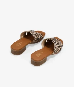 Bosanova Sandales Plates | Sandales À Talons | Sandales à talons en cuir imprimé léopard