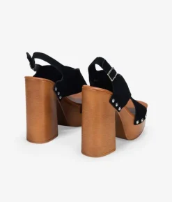 Bosanova Sandales Plateformes | Sandales À Talons | Sandales à talons en cuir noir