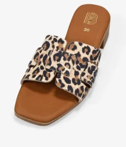 Bosanova Sandales Plates | Sandales À Talons | Sandales à talons en cuir imprimé léopard