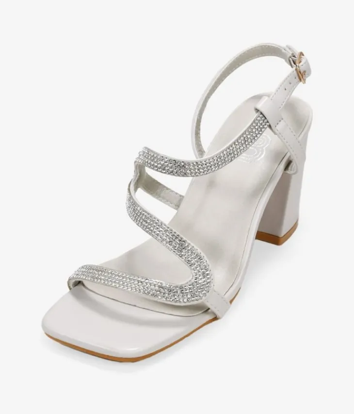 Bosanova Sandales À Talons | Chaussures De Fête | Sandales à talons en pierre et diamants