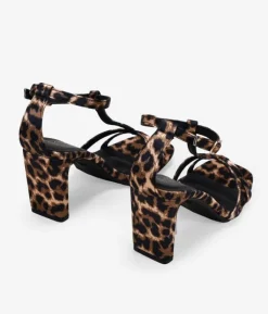 Bosanova Sandales À Talons | Chaussures De Fête | Sandales à talons léopard avec coque talon