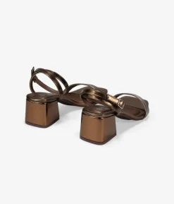 Bosanova Sandales À Talons | Chaussures De Fête | Sandales à talons marron métallisé avec boucle