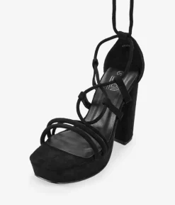 Bosanova Sandales À Talons | Sandales Plateformes | Sandales à talons noires à lacets