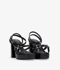 Bosanova Sandales À Talons | Chaussures De Fête | Sandales à talons noires avec boucles