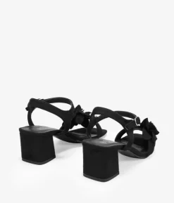 Bosanova Sandales À Talons | Chaussures De Fête | Sandales à talons noires avec fleur