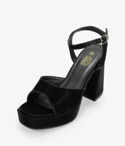 Bosanova Sandales À Talons | Sandales Plateformes | Sandales à talons noires avec bracelet et boucle
