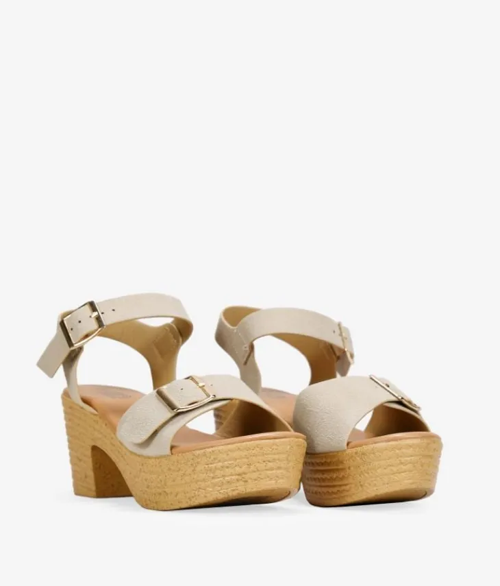 Bosanova Sandales Spartiates | Sandales À Talons | Sandales beiges à boucles et talon effet sparte