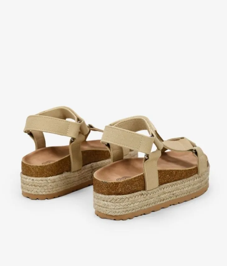 Bosanova Sandales Spartiates | Sandales De Sport | Sandales beiges avec herbe sparte et velcro