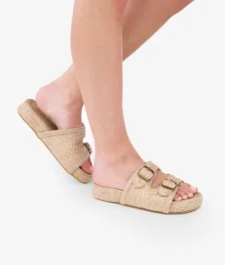 Bosanova Sandales Spartiates | Sandales Plates | Sandales beiges en sparte à boucles
